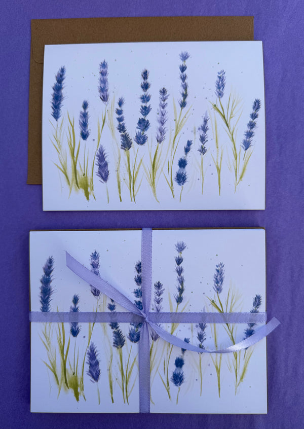 Hand painted 4”x 6”Lavender Watercolor Notecards (Set of 8)