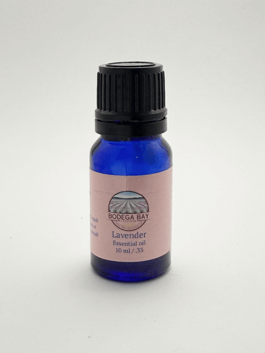 Lavender Essential Oil on neutral background